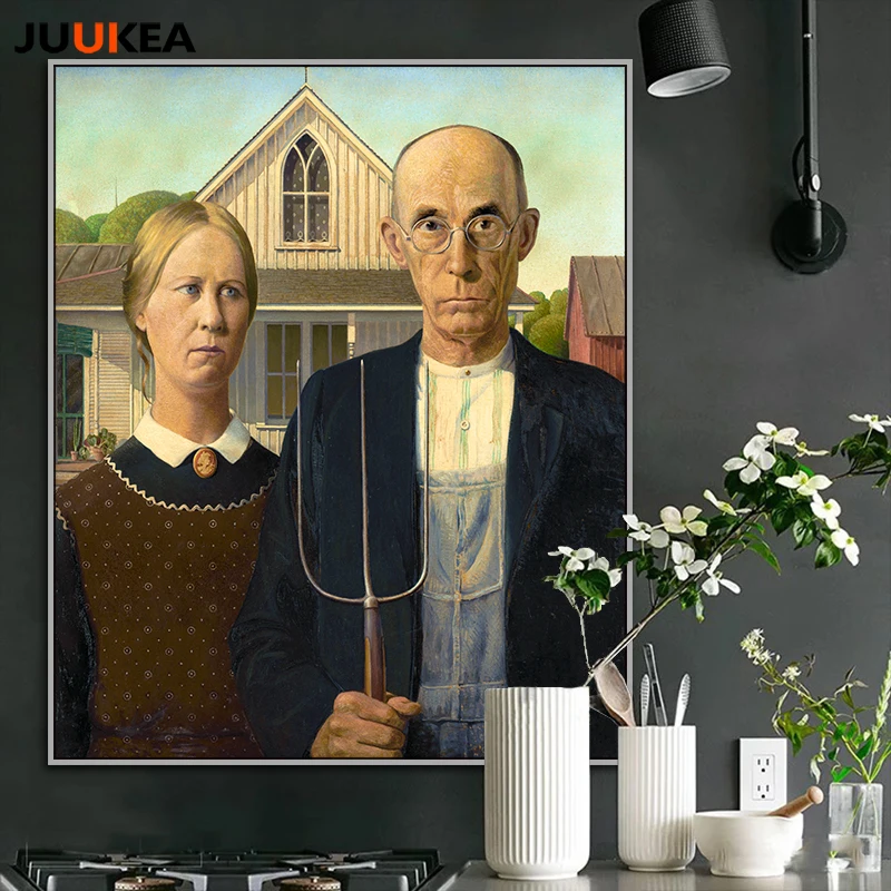 Художественный Грант Вуд американская Готическая масляная живопись репродукции