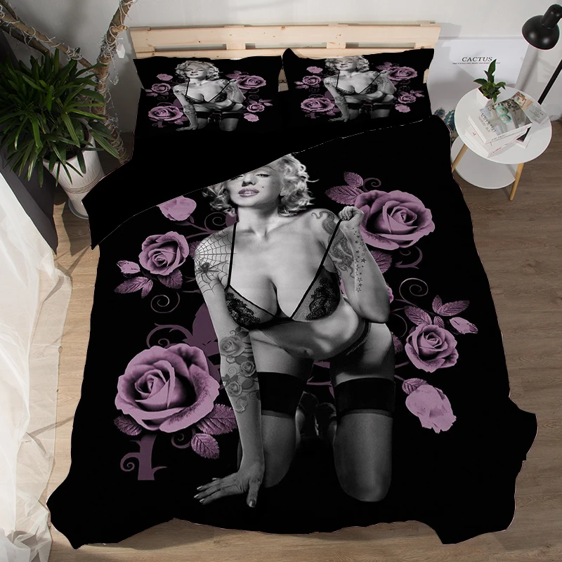 Beautiful 3D Marilyn Monroe Bedding Sets Twin Full Queen King size duvet cover bedsheet pillowcases Bedclothes for Wedding Gift | Дом и сад