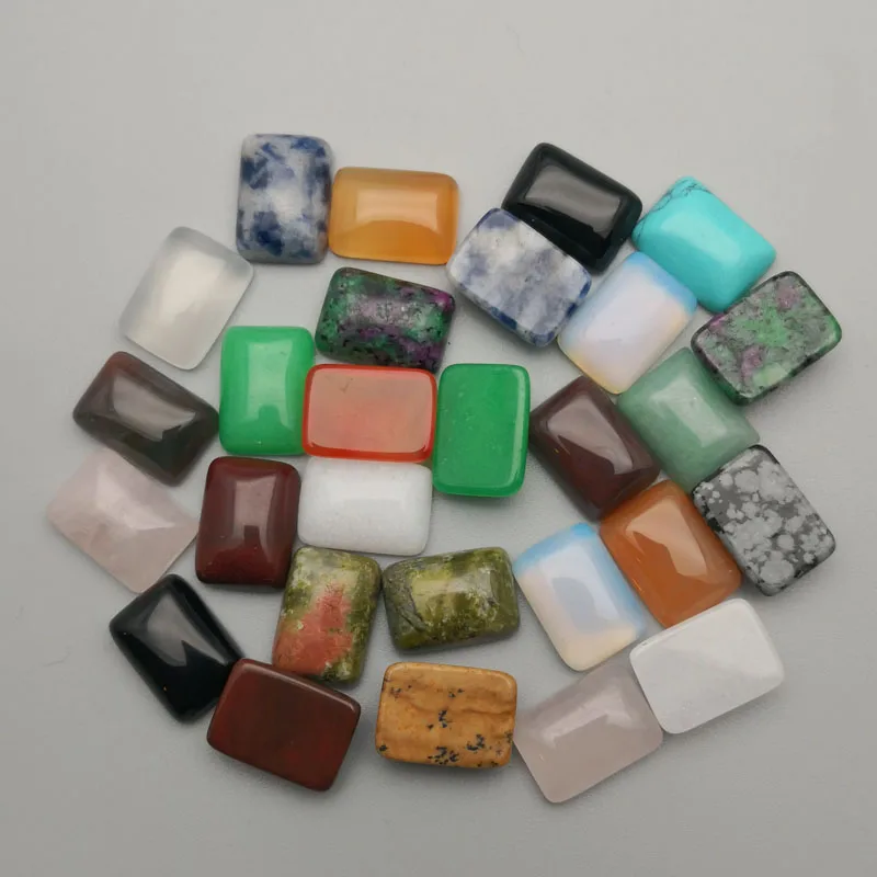 50 шт./лот смешанный квадратный кабошон с натуральным камнем 10x14 мм|cabochon beads|stone