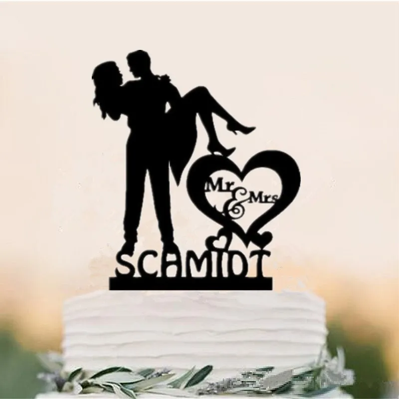Жених и невеста Mr Mrs свадебный торт Топпер персонализированные имя украшения для