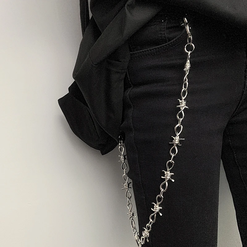 Pants Chain-77CM Шипы темное модное ожерелье браслет цепочка унисекс ожерелье хип-хоп панк хип-хоп ювелирные изделия - Окраска металла: Pants Chain-77CM
