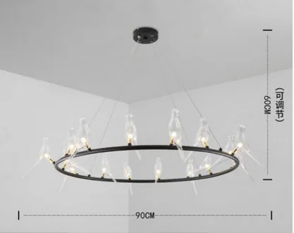 16 lights black Скандинавская личность креативный ресторан люстра простой ретро кафе дизайнер кованого железа стекло птица огни hanglamp - Цвет корпуса: 16 lights black