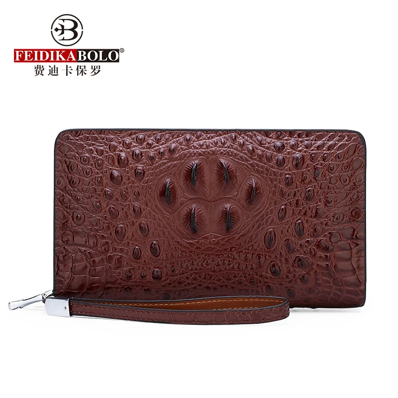 

FEIDIKABOLO Alligator Pattern Men's Clutch Bag New Fashion High Quality Leather Wallet Casual Business Man Purse Black Coffee