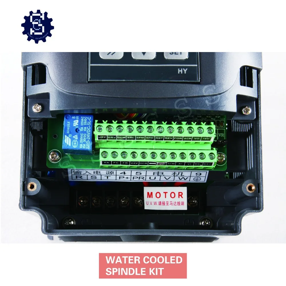 2.2kw мотор шпинделя с водяным охлаждением комплект ER20 фрезерования + 2.2KW VFD 80 мм