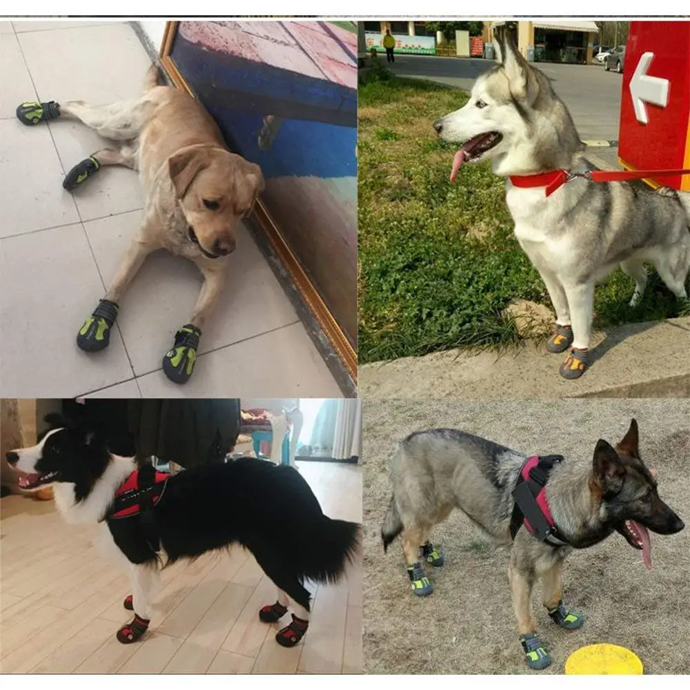 Truelove Dog Shoes Waterproof Anti-Slip Rain Boots Warm Snow Reflective for Small Medium Large Pet Sports Training