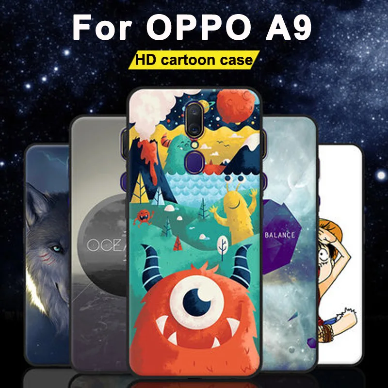 

Cartoon painted Case For OPPO A9 Case Slim soft Cover For OPPO A9 A 9 6.53" Shockproof Silicone Back Cover OPPOA9 phone Case