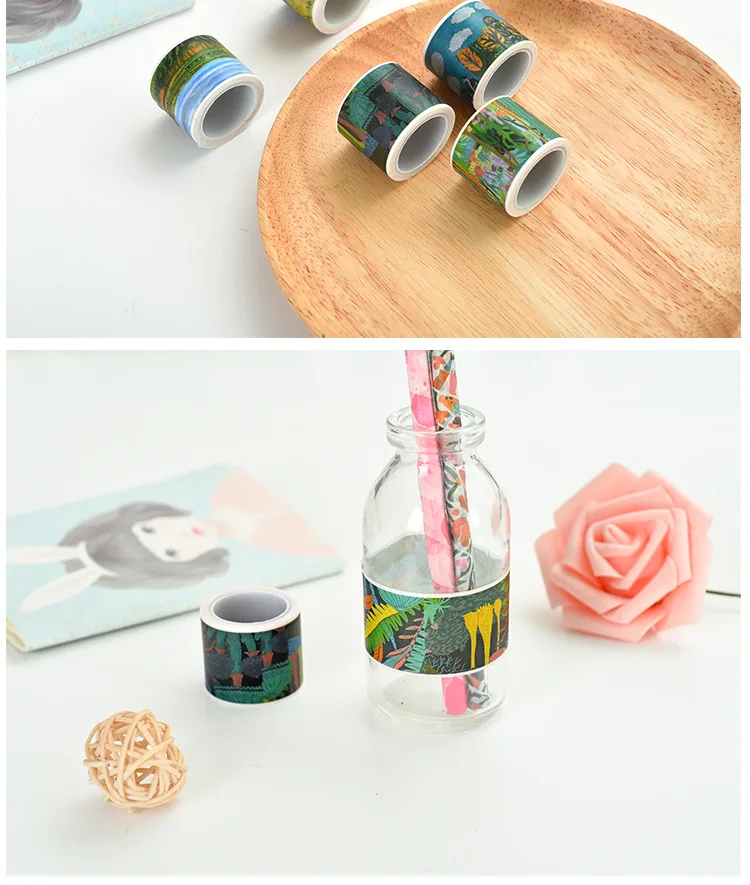 5 м DIY Бумага японская клейкая лента из рисовой бумаги пейзаж Живопись украшения клейкие ленты Скрапбукинг наклейки канцелярские товары