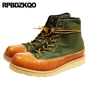роскошь клинья Runway обувь полные кожаные сапоги зашнуровать осенняя осень дизайнер ботильоны пэчворк итальянский короткие мужская батильоны холст мода удобная высокие сверху удобные