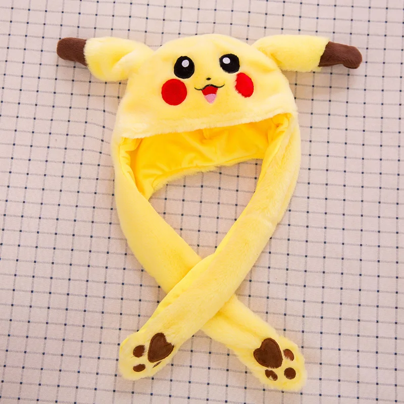 Funny Plush Pokemon Pikachu Hat Ear Moving Jumping Cosplay Costumes Accessories Cap Toy pikachu ear Christmas gift | Тематическая