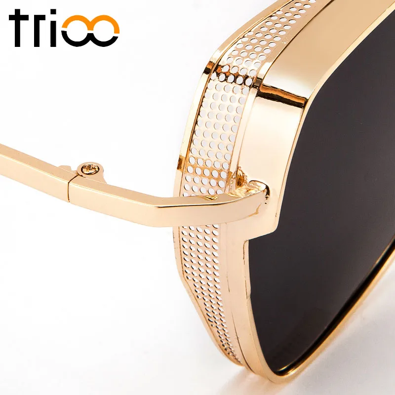 Мужские солнцезащитные очки в стиле стимпанк TRIOO роскошные черные с защитой UV400