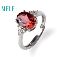 natural red tourmaline 925 silver rings for women7x9mm oval cut gemstone classic fashion jewelrybest gift