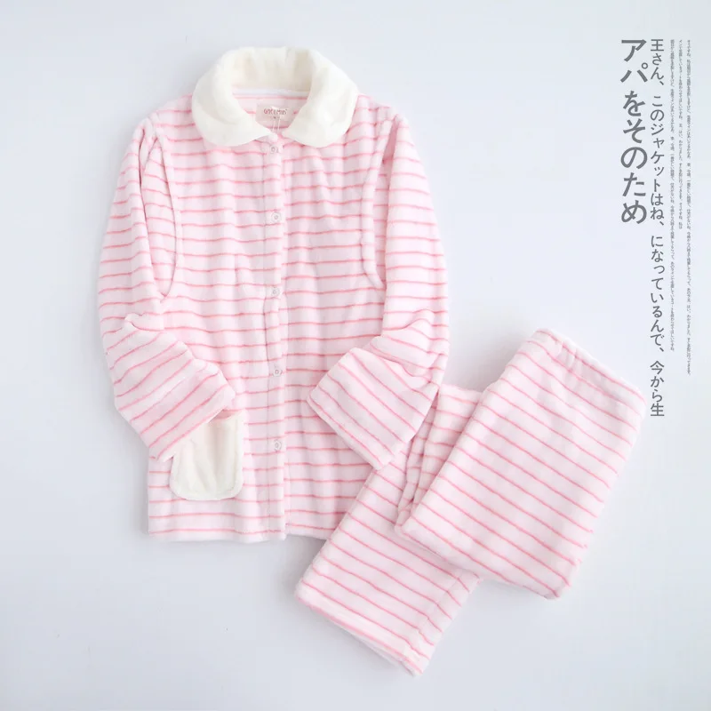 

Winter Thickening breastfeeding nighwear Pregnant sleepwear sets fleece long sleeve robe Lactation Nursing maternity clothes