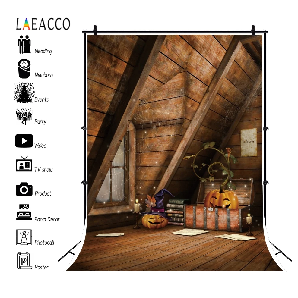 Laeacco Cabin деревянный дом Тыква Паук Паутина Волшебные фотографические фоны