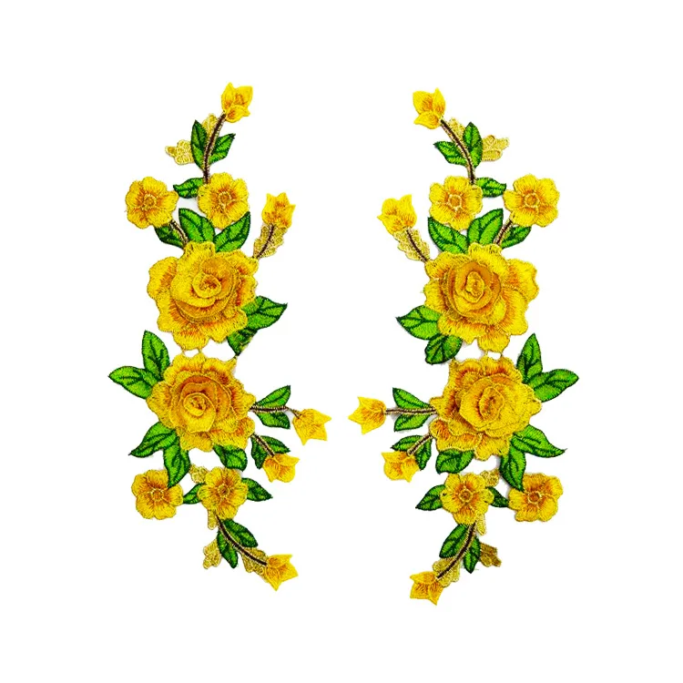 1 пара цветочных вышитых кружевных пластырей для одежды аппликация вышивка