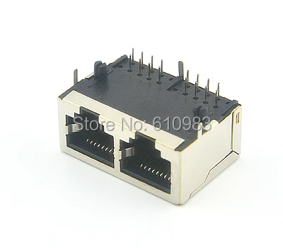 Двухпортовый сетевой кабельный разъем RJ45 с сетевым интерфейсом, сокетом и 8 контактами, светодиодной подсветкой и медным проводом 59-1X2.