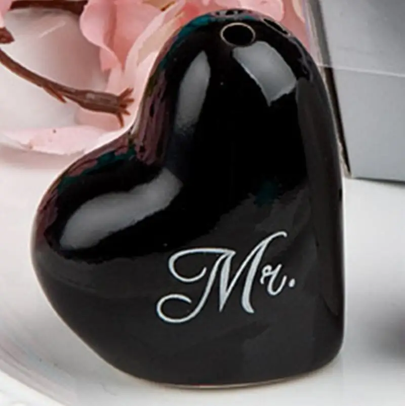 Mr.& Mrs. Керамический шейкер для соли и перца в форме сердца свадебные сувениры