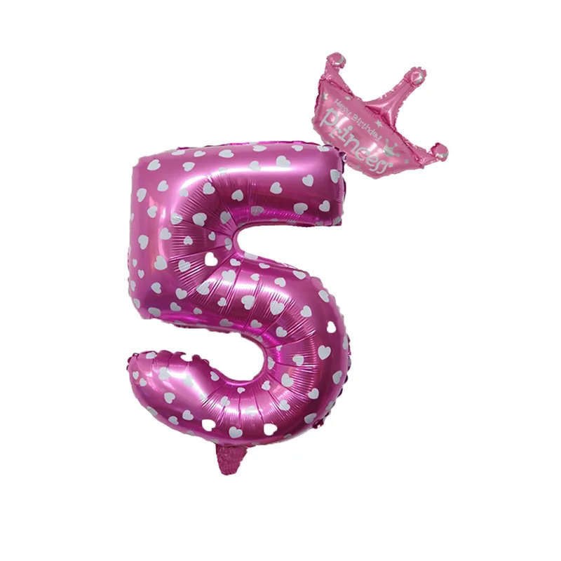 pink Number 5 32 дюймов Корона из розового золота номер фольги воздушные шары с днем рождения украшения дети цифра воздушные шары фигура шар Свадебный декор - Цвет: pink Number 5