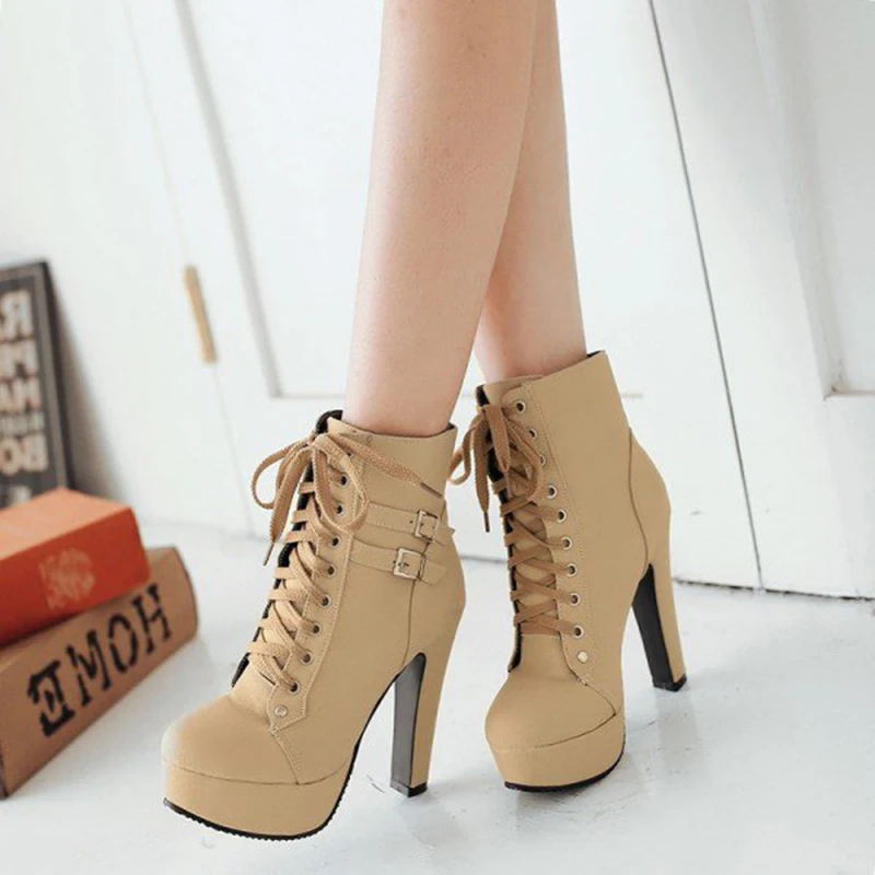 Tan Short Boots Vegan Leather Lace up Platform Chunky Heel Ankle Boots Beige shoes woman cross-tied fashion FSJ autumn sexy lux
Tan Short Boots Vegan Leather Lace up Platform Chunky Heel Ankle Boots Beige shoes woman cross-tied fashion FSJ autumn sexy lux
