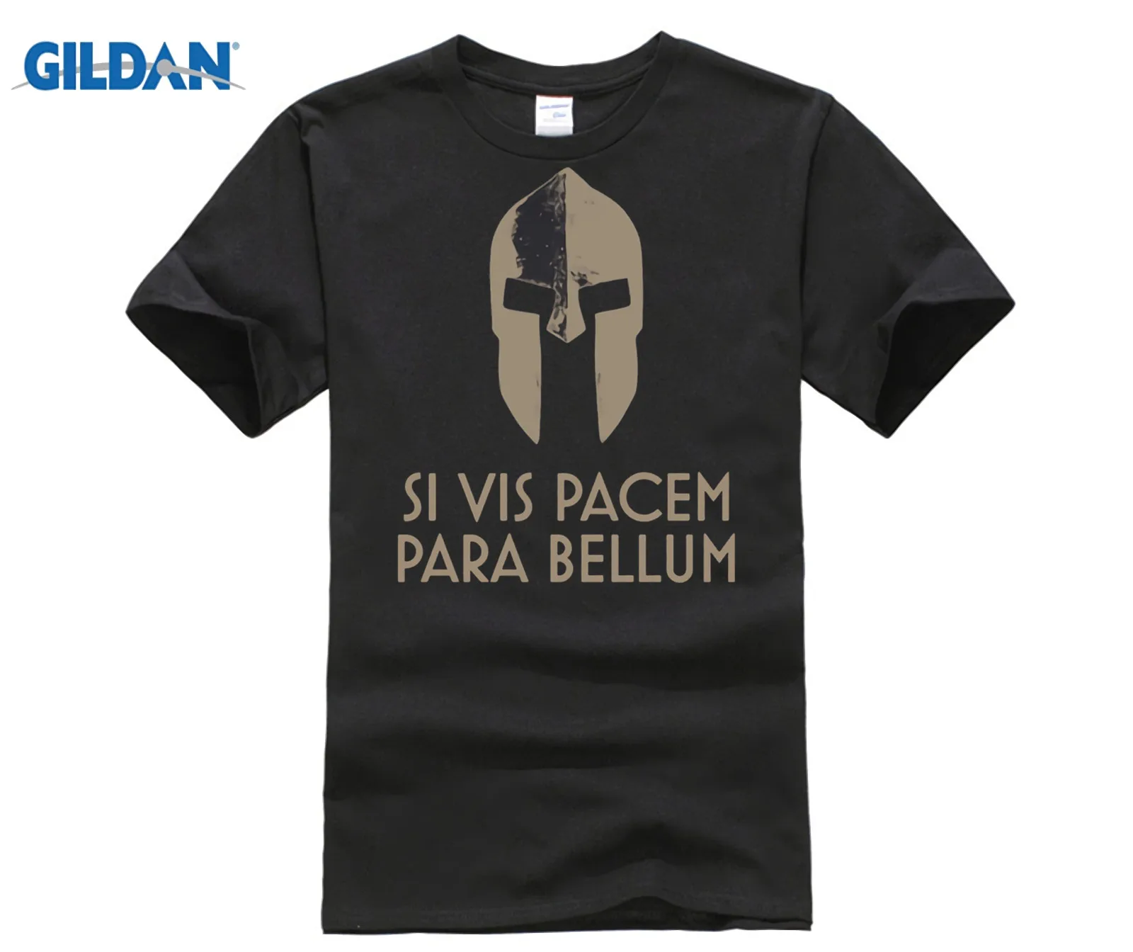 Мужская хлопковая футболка с принтом Si Vis Pacem Para Bellum большая круглым вырезом хит