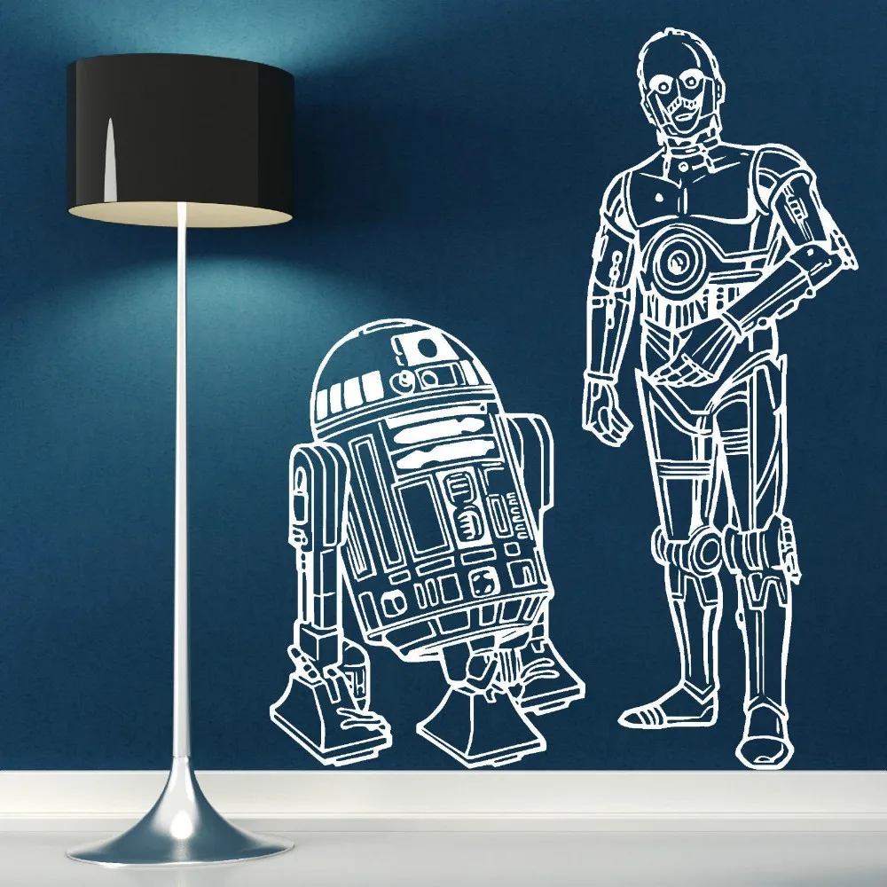 Звездные войны R2D2 и C3PO DROIDS DUO Съемная виниловая настенная художественная