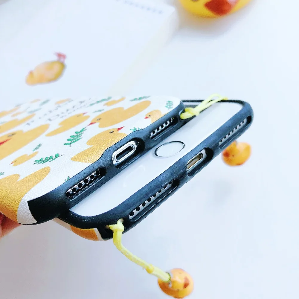 ORYKSZ Cartoon Phone Case For iphone 7 6S x 8 Plus Cases Cute Duck Patterned Silicone Soft Matte Cover Capa |