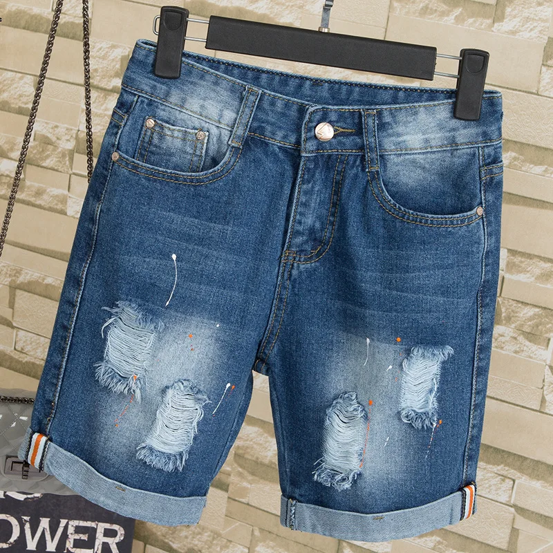 Женские свободные джинсовые шорты повседневные Летние однотонные с карманами на