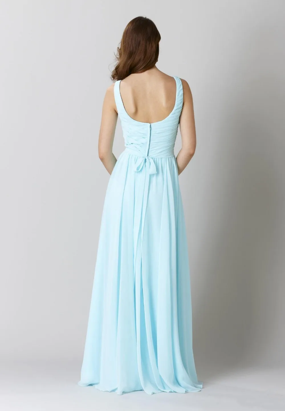 

Mixed Pleated Scoop Neckline Floor-Length Ruffle Bridesmaid Dresses For Wedding 2017 Prom Gown Chiffon Fast Shipping WD36