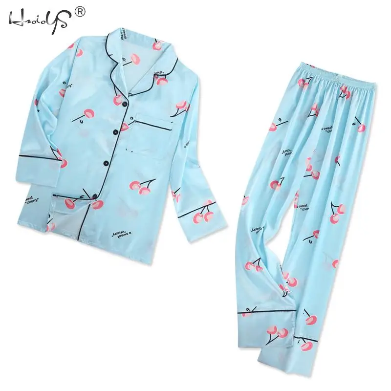 Stripe Printing Women's 7 Pieces Pajamas Sets Emulation Silk Satin Pajamas Women Sleepwear Sets Spring Summer Autumn Homewear