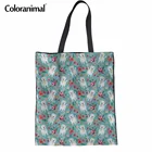 Холщовые сумки Coloranimal с цветочным рисунком, льняные женские сумки 2018, модные дизайнерские женские сумки-тоуты, повседневные сумки для покупок, женская сумка