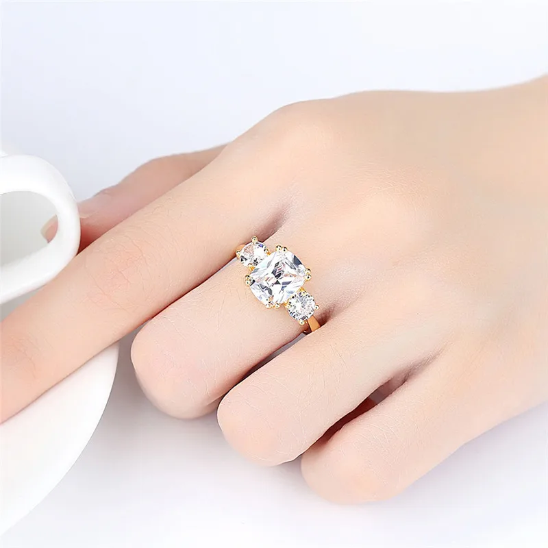 Простые Свадебные кольца с кристаллами 585 золотого цвета обручальное кольцо