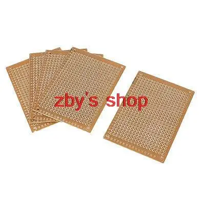 

5 Pcs Copper Tone Universal PCB Board Prototyping Single Side Stripboard 7cm x 5cm
