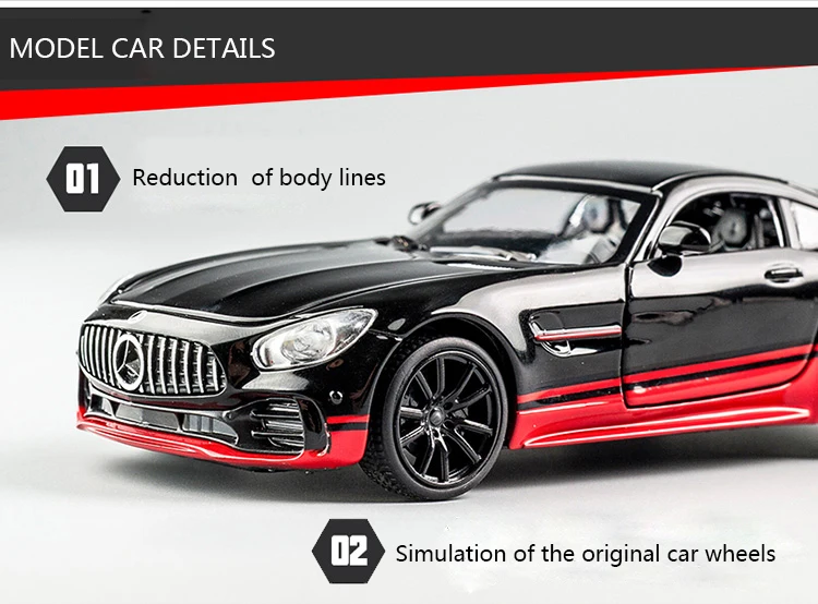 1:32 моделирование для Benz AMG GT Модель спортивного автомобиля из сплава с оттягиванием и крутым звуком светильник литой под давлением модель автомобиля детская игрушка