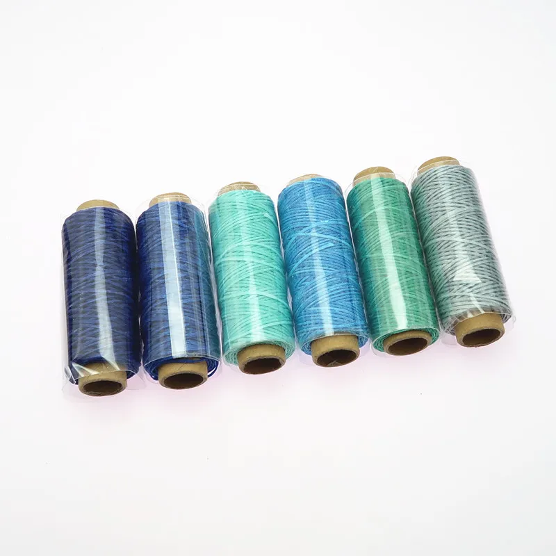 Синяя Серия 6 шт./компл. 50 м 150D тканая 1 мм плоская вощеная нить для DIY кожа ручная