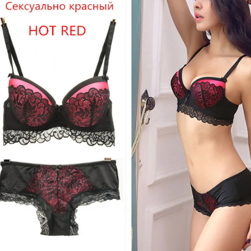 Slimgirl, женский удобный сексуальный кружевной комплект с бюстгальтером, пуш-ап, на косточках, цельный, чашка 3/4, два крючка и глаза, наборы бюстгальтер+ трусы, большой размер