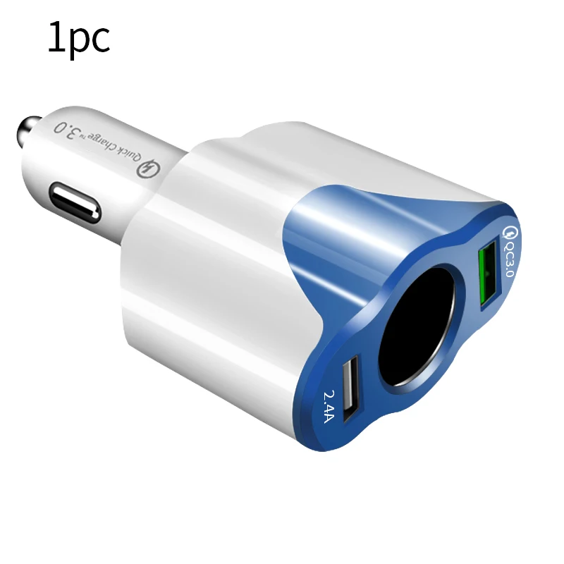 Blue Автомобиль USB Зарядное устройство прикуривателя заряд QC 3,0 2 USB Разъем Автомобильный делитель адаптер быстрого зарядного устройства 12 V-24 V 120 W Товары аксессуары - Название цвета: Blue