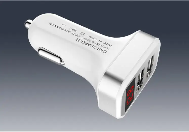 Автомобильное зарядное устройство ZUCZUG цифровой дисплей двойной порт USB адаптер 2.1A автомобильное зарядное устройство двойной USB для iPhone iPad samsung Xiaomi Phone Charg - Название цвета: Silver