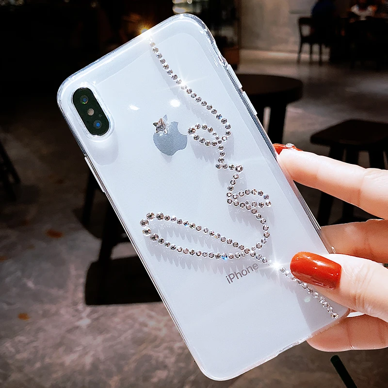 Дизайн с буквами DIY чехол для телефона для Iphone X Xs Max XR ювелирный 3D Блестящий чехол для телефона для Iphone 11 Pro MAX 6 7 8 6S PLUS 5 5S se