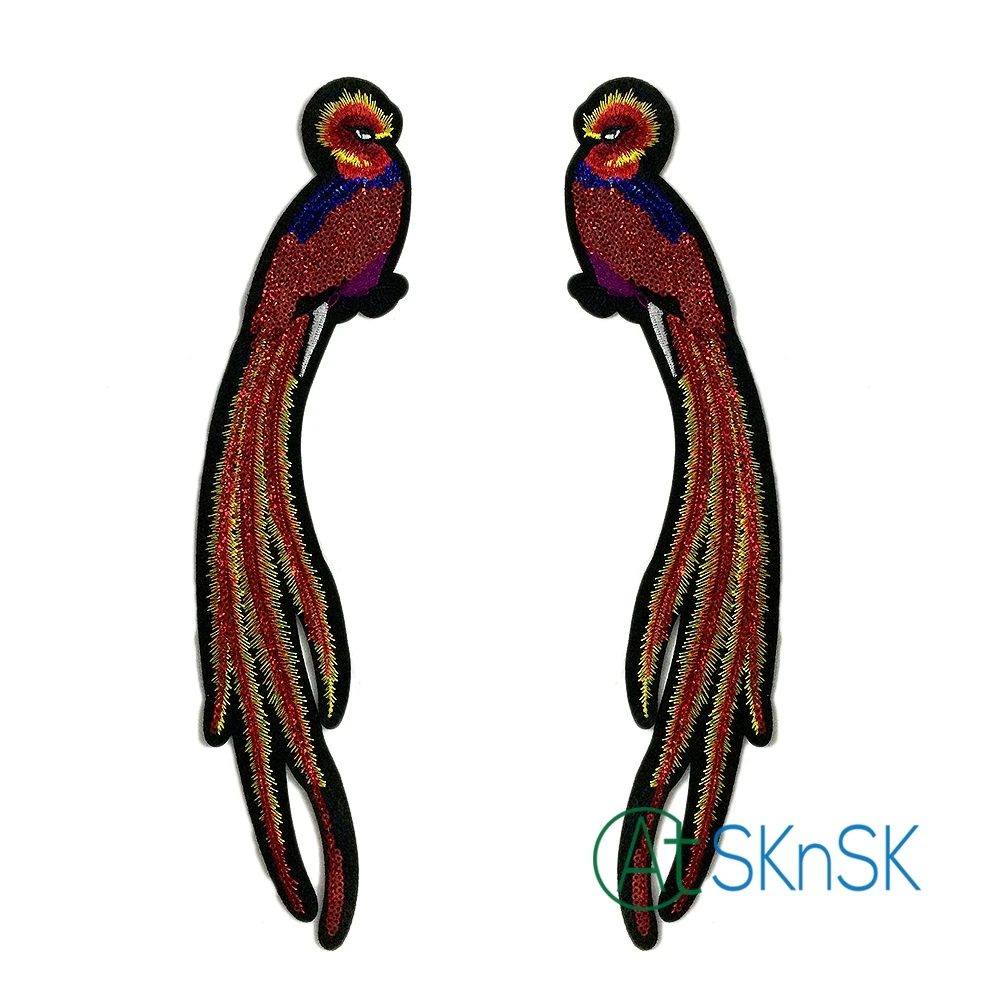 

5pair/lot DIY long-tailed bird patch Parrot fashion embroidery Personality tide national wind cheongsam embroidered patches A2