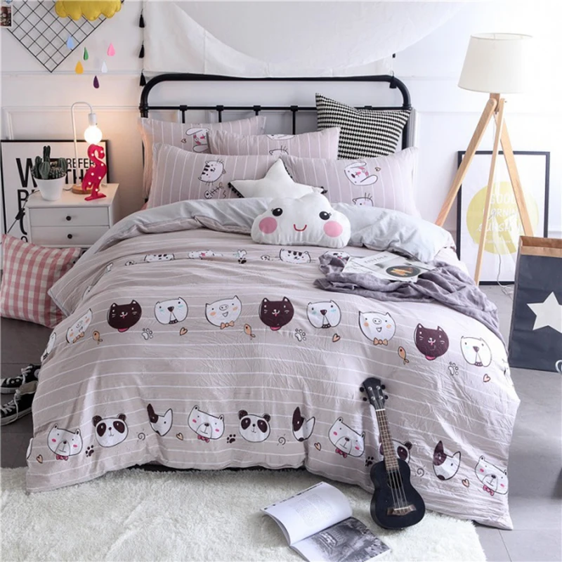 INS стиль четыре комплекта постельного белья Моющийся хлопок спальный постельное