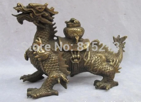 bi001355 China regius Bronze carve Auspicious Dragon Statue | Дом и сад