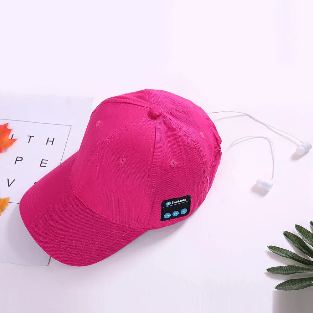 RD Модная повседневная мужская и женская Bluetooth шапка для спортивных занятий на свежем воздухе бейсболка звонки, музыка козырек сплошной цвет простая повседневная шапка - Цвет: RD
