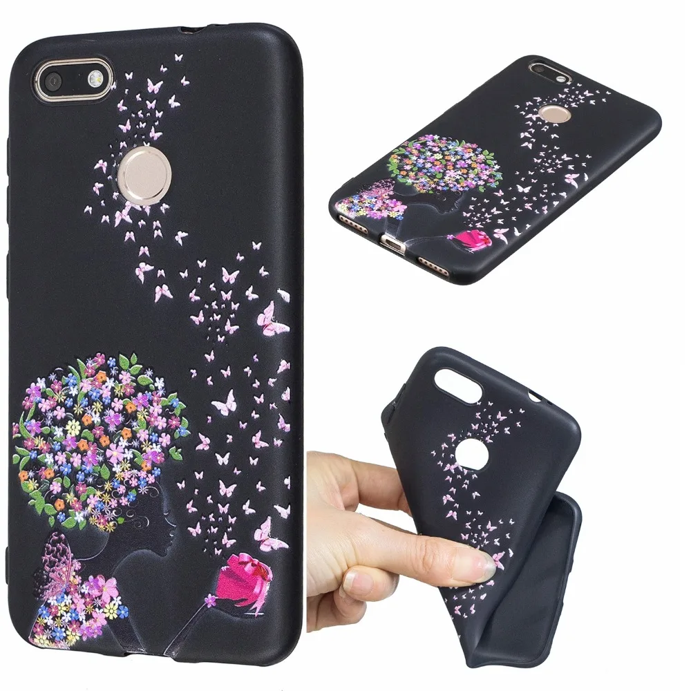 Для Huawei enjoy 7 Чехол черный мягкий силиконовый для enjoy7 Чехлы TPU 3D Relie защитный чехол