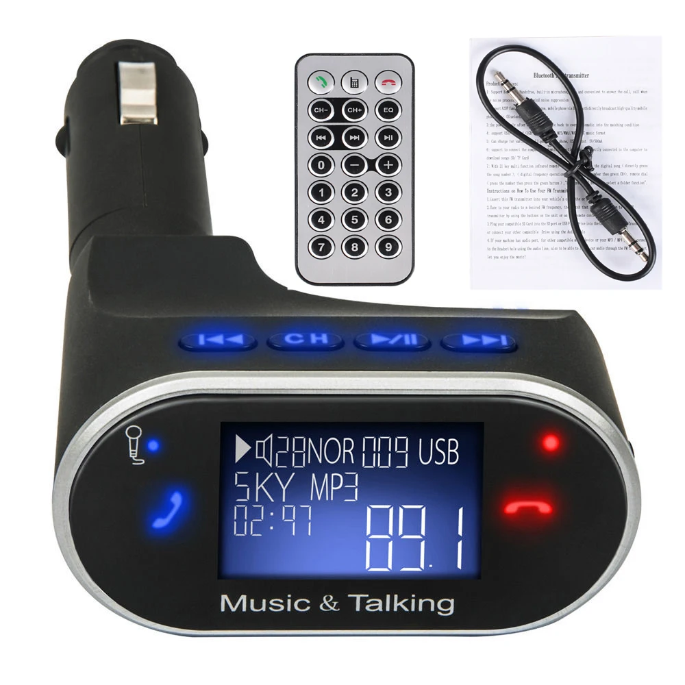 Fm передатчик Bluetooth автомобильный комплект mp3 плеер USB зарядное устройство 3 5 мм Aux