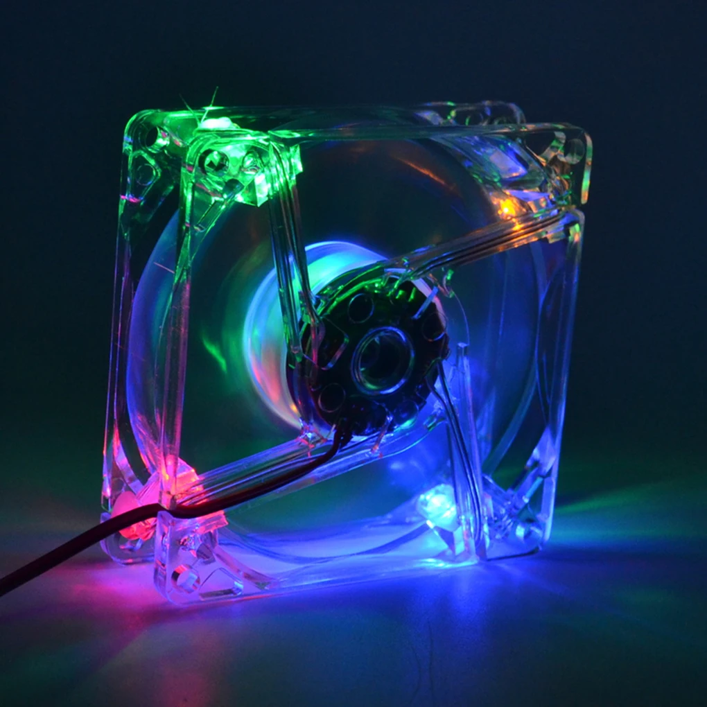 

8cm LED Light Low Noise Computer Host Case Dual D Type 4 Pin Interface Cooling Fans Computer Accessory