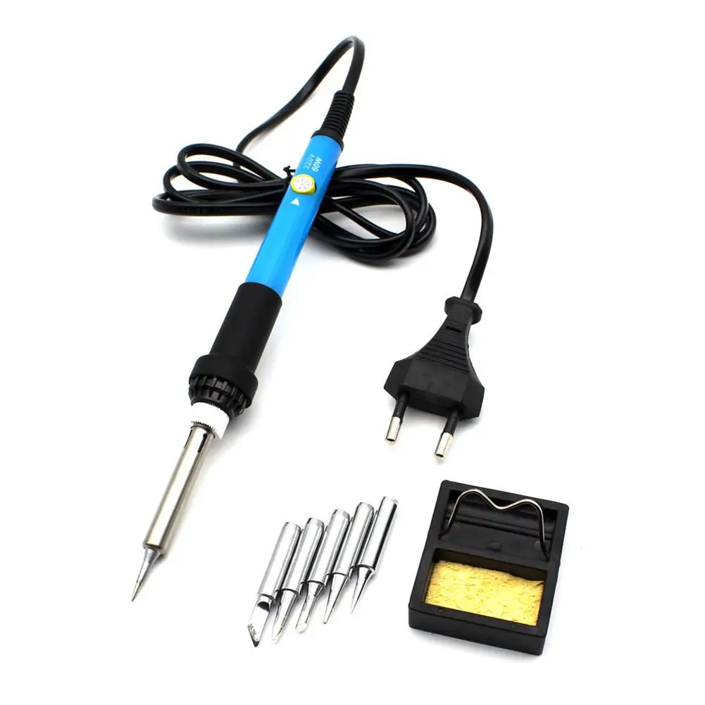 Eu Plug 220v 60w Adjustable Temperature Electric Soldering Iron Kit+5pcs Tips Portable Welding Repair Tool Tweezers Solder Wire |