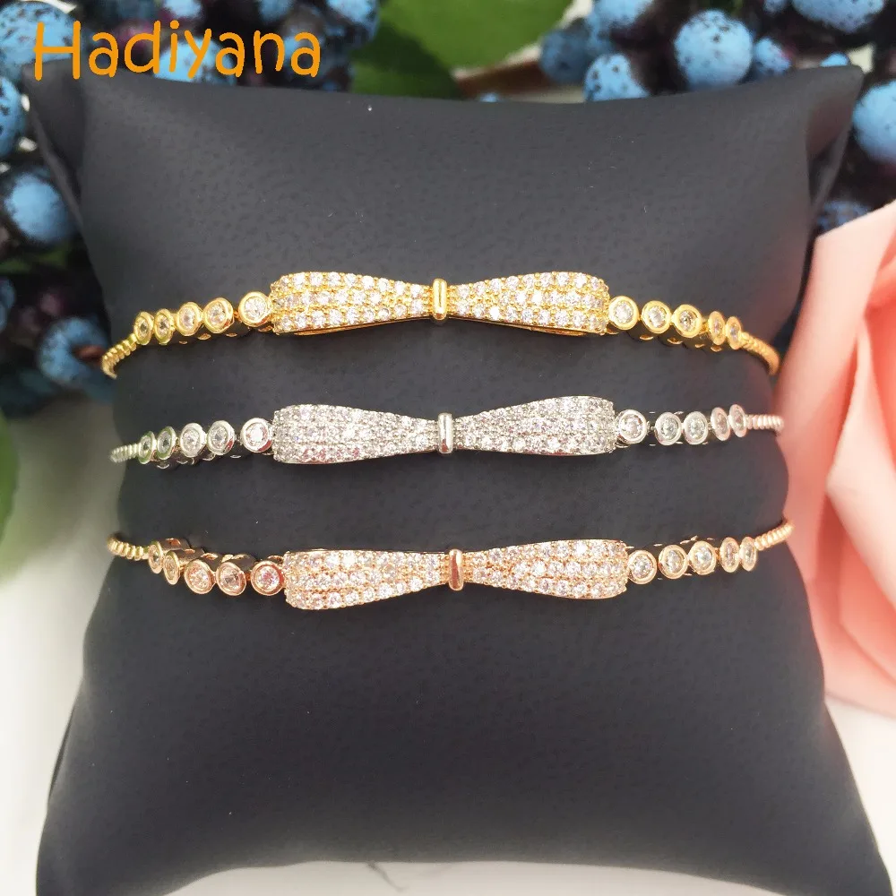 Женский браслет с бантом Элегантный регулируемый фианитом SL445 Pulsera |