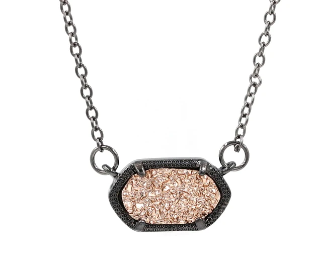Маленький овальный Кулон Druzy, ожерелье, лучшее качество, черный цвет, блестящий кулон, ожерелье, женский подарок, модные ювелирные изделия