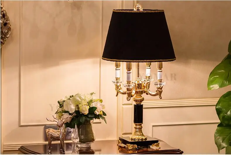 Высококачественная Роскошная модная Настольная лампа с черным кристаллом