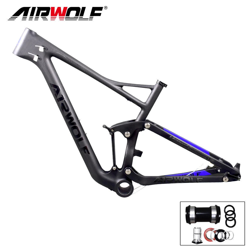 Airwolf 29er карбоновая рама подвеска эндуро велосипед в шоке 190*51 мм 142*12 через ось полный Toray T1000 mtb рама подвеска