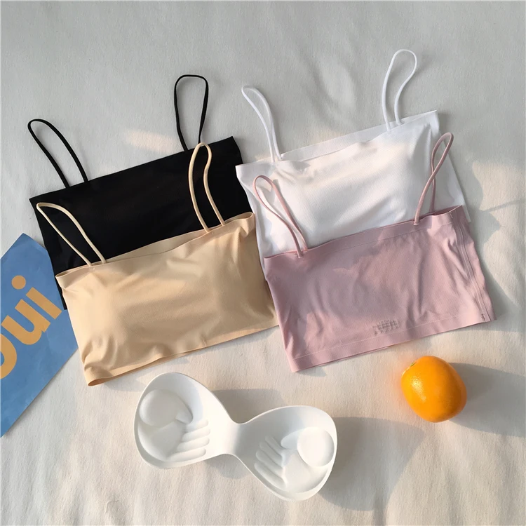 Jielur Basic Tube Tops Female College Korean Style Solid Color Casual Women Bandeau Bras Girls Fresh Mujer Ropa Interior Black